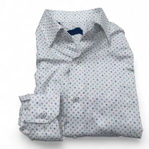 NWOT David Donahue multicolor patterned cotton button up shirt size medium